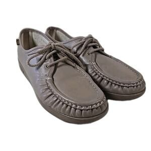 SAS Women Siesta Comfort Tie Shoe 9W Handsewn Mocha Leather Made In USA Moccasin